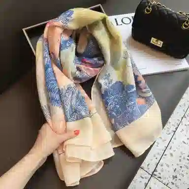 优幽兰 复古文艺百搭彩色亚麻两用丝巾大方巾时尚潮流个性设计感旅游拍照防晒遮阳棉麻围巾女空调房外搭 披肩 女款