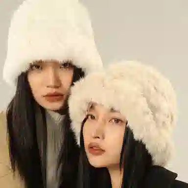 优幽兰 韩版显脸小 纯色防风防寒 加厚保暖高级感小众 兔毛混纺 渔夫帽 女款