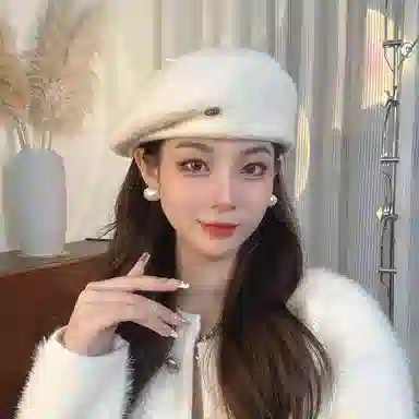 优幽兰 韩版显脸小画家设计感防风防寒针织加厚保暖高级感韩系 小众穿搭 绒线帽 女款