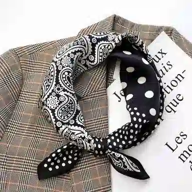 优幽兰 时尚潮流小众设计感腰果花头巾小方巾简约高级感领巾围脖子搭配衬衫西装薄围巾 丝巾 女款