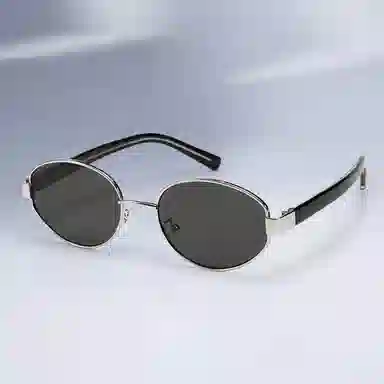 优幽兰 时尚百搭复古老钱风墨镜高级感小框港风凹造型防紫外线个性氛围感街拍旅游韩版气质防晒 金属 椭圆形 太阳眼镜 女款