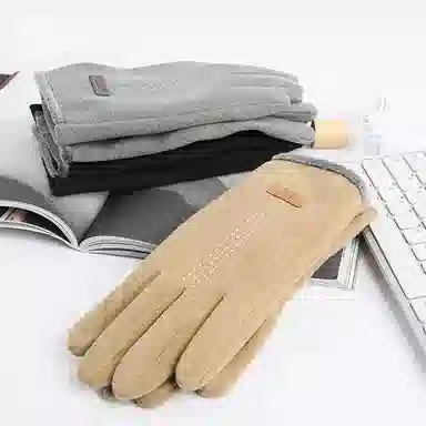 优幽兰 加厚加绒 实用百搭小众韩版 防寒防冻保暖 通勤电瓶车开车 便携纯色护手 手套 男女同款情侣款