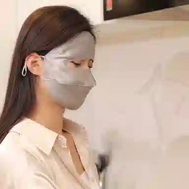 优幽兰 时尚百搭遮全脸户外防紫外线口罩高颜值纯色遮阳护眼角舒适透气脸基尼骑行防风 桑蚕丝 防晒面罩 女款