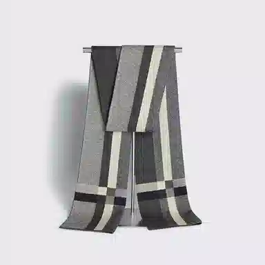 优幽兰 百搭休闲时尚 经典撞色设计感商务防风防寒 针织加厚护脖子韩系高级感 绒线围巾 男款