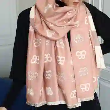 优幽兰 蝴蝶 两用护脖子防风防寒保暖简约休闲高级感 仿羊绒 绒线围巾 女款