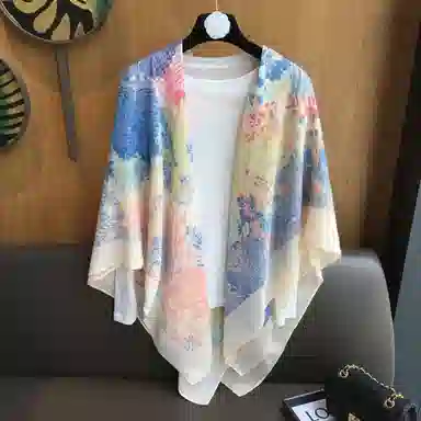 优幽兰 复古文艺百搭彩色亚麻两用丝巾大方巾时尚潮流个性设计感旅游拍照防晒遮阳棉麻围巾女空调房外搭 披肩 女款