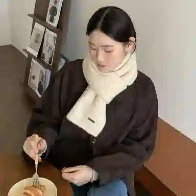 优幽兰 韩系文艺氛围感纯色针织加厚保暖女高中生秋冬季时尚百搭高级感防寒简约休闲潮流穿搭 绒线围巾 女款