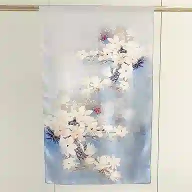 优幽兰 百搭时尚优雅小众设计感花卉真丝长款薄围巾女温柔气质高级感妈妈披肩女外搭 丝巾 女款