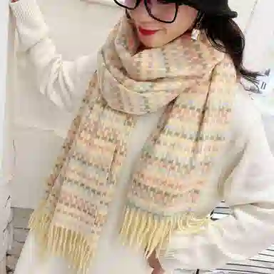 优幽兰 经典款加厚防风防寒保暖护脖休闲 绒线围巾 女款 礼盒装