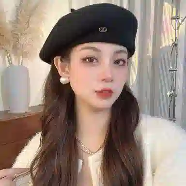 优幽兰 韩版显脸小画家设计感防风防寒针织加厚保暖高级感韩系 小众穿搭 绒线帽 女款