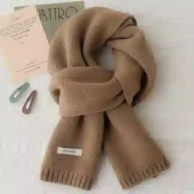 优幽兰 加厚护脖子防风防寒保暖 纯色 绒线围巾 男女同款情侣款