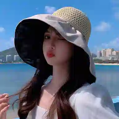 优幽兰 休闲骑车大头围实用韩版显脸小设计感旅游沙滩气质防紫外线 聚酯纤维 渔夫帽遮阳帽 女款