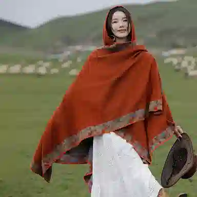 优幽兰 时尚潮流小众个性旅游草原旅行穿搭拍照民族风 腈纶和聚酯纤维 披肩 女款