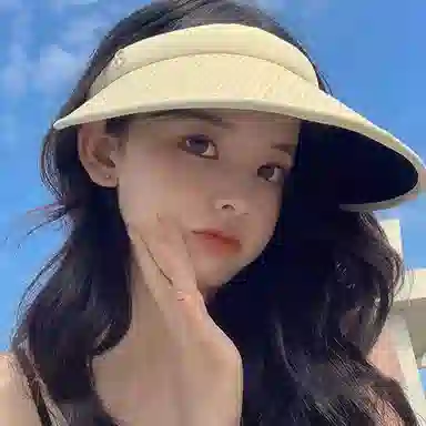 优幽兰 设计感小众百搭气质旅游空顶帽防紫外线高级感大头围显脸小遮阳帽时尚太阳帽简约韩版穿搭 聚酯纤维 防晒帽 女款