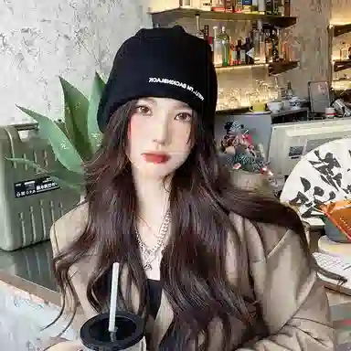 优幽兰 秋冬季仿羊绒堆堆帽百搭时尚大头围毛线帽韩版显脸小包头帽纯色防风防寒针织加厚保暖 绒线帽 男女同款情侣款