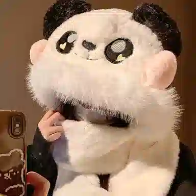 优幽兰 时尚百搭小众设计感少女心毛绒帽子围巾一韩版骑车可爱加厚保暖围脖手套三件套 聚酯纤维 斗篷帽 女款