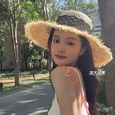 优幽兰 韩系氛围感大帽檐显脸小拉菲草设计感飘带草帽 时尚百搭夏天海边沙滩帽日系防紫外线遮阳帽太阳帽街拍旅游气质 草编 防晒帽 女款