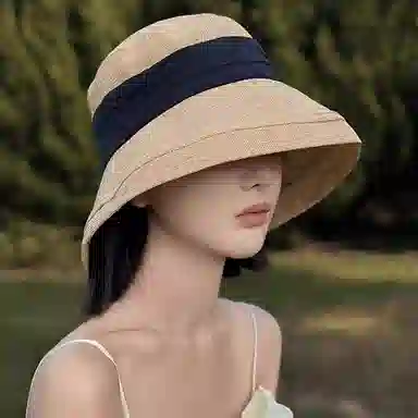 优幽兰 日系大帽檐夏季薄款显脸小百搭时尚遮阳帽简约高级感防紫外线盆帽遮脸 聚酯纤维 防晒帽 女款