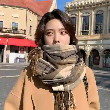 优幽兰 学生秋冬季圣诞简约潮流百搭时尚围脖加厚护脖子防风保暖简约休闲小众高级感闺蜜穿搭 绒线围巾披肩 男女同款情侣款