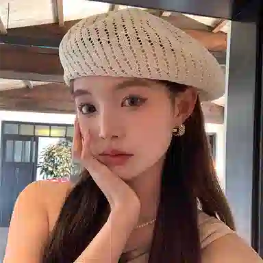 优幽兰 复古镂空透气百搭时尚薄款大头围显脸小围日系学院风 聚酯纤维 贝雷帽 女款