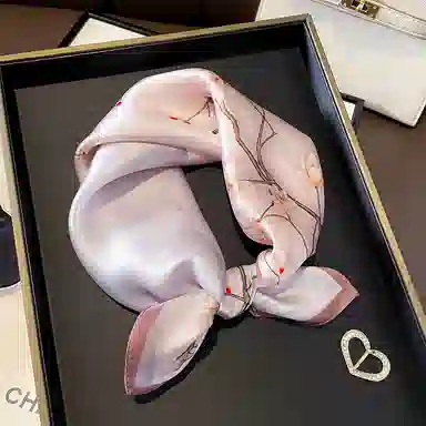 优幽兰 时尚百搭新中式高级感清新淡雅粉色真丝小方巾优雅气质四季通用小领巾护颈小围巾衬衫包包装饰多功能 丝巾 女款