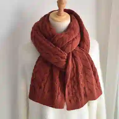 优幽兰 秋冬季氛围感围脖百搭闺蜜设计感休闲时尚针织加厚保暖护脖子防风防寒小众学生穿搭 绒线围巾 女款