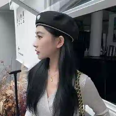 优幽兰 韩版显脸小爱心装饰防风防寒英伦加厚保暖 贝雷帽 女款