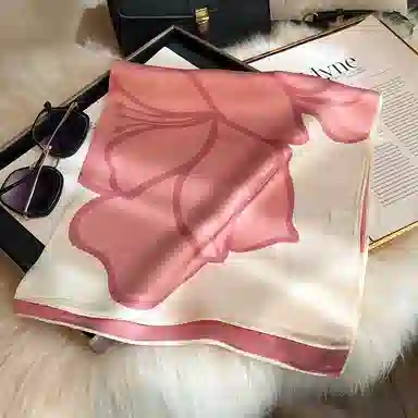 优幽兰 洋气时尚小众设计感山茶花搭高级感小领巾减龄气质薄搭衬衫职业装 丝巾 女款