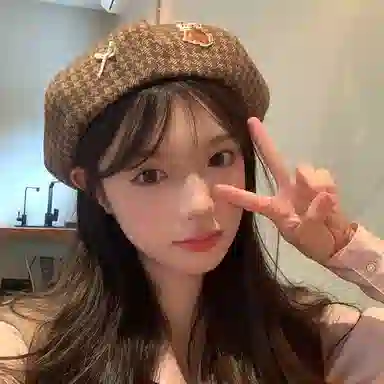 优幽兰 高级感小众千鸟格韩版显脸小八角帽大头围设计感加厚冷帽防风防寒保暖护耳 甜美可爱 贝雷帽 女款