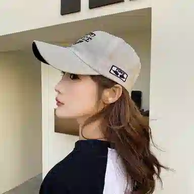 优幽兰 韩版复古字母刺绣大头围显脸小时尚户外防紫外线钓鱼推荐 棉 鸭舌帽 男女同款情侣款