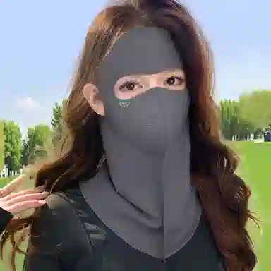 优幽兰 简约高级感全脸防紫外线高颜值遮阳护颈一体脸基尼纯色百搭户外通勤开车遮阳透气脸罩 锦纶 防晒面罩 女款