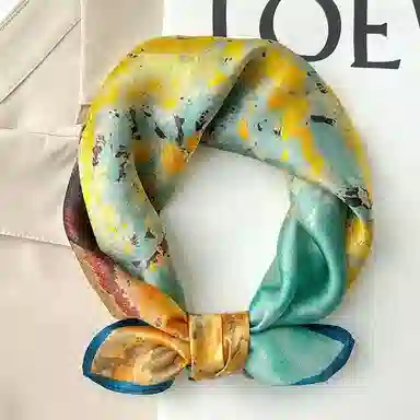 优幽兰 女生百搭休闲时尚真丝设计感水墨晕染国风衬衫高级感多功能实用礼盒装 丝巾发带飘带 女款