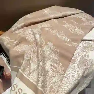 优幽兰 百搭高级感披肩韩版轻奢小众设计感水墨画国风围脖外搭两用复古氛围感上班通勤气质穿搭 仿羊绒 绒线围巾 女款