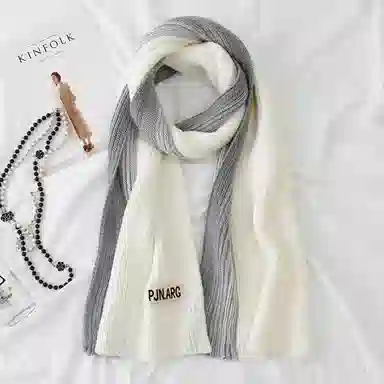 优幽兰 拼色 显脸小针织 加厚防风防寒保暖 蓬松小众穿搭 绒线围巾 男女同款情侣款