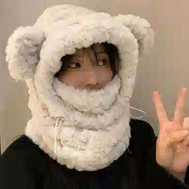 优幽兰 甜美可爱 韩版显脸小包头大头围设计感加厚防风防寒保暖护耳 聚酯纤维 绒线帽 女款