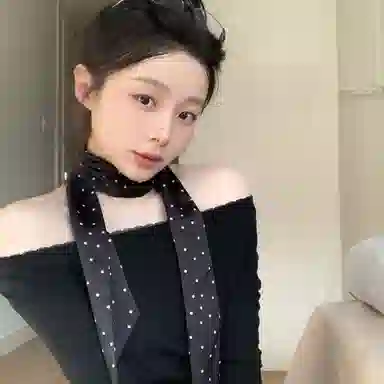 优幽兰 韩版法式复古黑白波点长条领巾时尚百搭高级感气质系脖长条飘带装饰颈脖丝带领巾多功能氛围感搭配 丝巾 女款