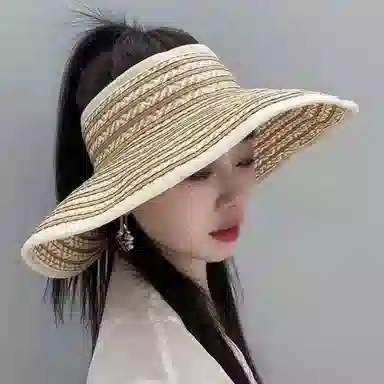 优幽兰 韩版高级感大檐显脸小出游时尚百搭度假遮阳户外防紫外线轻奢可折叠 纤维素材料 防晒帽 女款