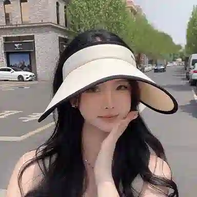 优幽兰 休闲简约空顶可折叠大檐显脸小遮阳帽女夏季百搭时尚防紫外线户外透气空顶帽太阳帽潮 聚酯纤维 防晒帽 女款