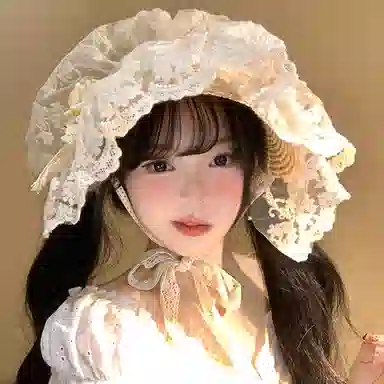 优幽兰 时尚潮流森系洛丽塔公主帽蕾丝编织防紫外线草帽法式复古遮阳显脸小田园风太阳帽子甜美 植物材料 防晒帽 女款