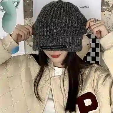 优幽兰 针织加厚大头围包头 防风防寒保暖护耳 小众高级感 绒线帽 男女同款情侣款