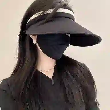 优幽兰 时尚潮流夏季大檐户外可折叠遮阳帽休闲百搭透气防紫外线空顶帽简约高级感通勤出现太阳帽子显脸小 锦纶 防晒帽 女款