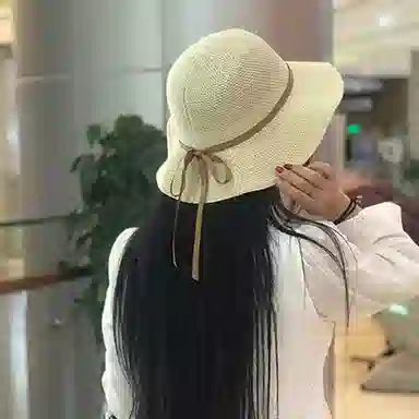 优幽兰 休闲简约大头围显脸小法式慵懒风波浪边大檐 可折叠韩版穿搭 聚酯纤维 防晒帽 女款