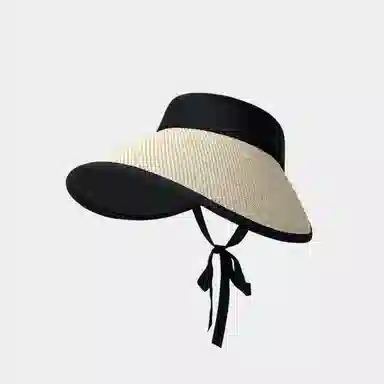 优幽兰 时尚百搭小众设计感草帽透气空顶帽女简约高级感大帽檐显脸小遮阳帽户外出行骑车防紫外太阳帽素颜遮脸 聚酯纤维 防晒帽 女款