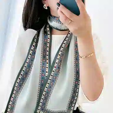 优幽兰 真丝  桑蚕丝长条 杭州丝绸 潮流发带减龄气质穿搭包绑带大牌 丝巾 女款 #礼盒装