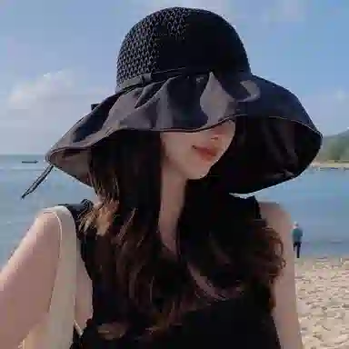 优幽兰 休闲骑车大头围实用韩版显脸小设计感旅游沙滩气质防紫外线 聚酯纤维 渔夫帽遮阳帽 女款