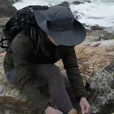 优幽兰 大帽檐防紫外线夏季休闲登山网眼透气大帽檐出游简约时尚户外可折叠易携带钓鱼帽遮阳 聚酯纤维 防晒帽 男款