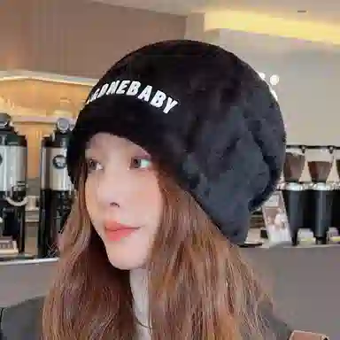 优幽兰 堆堆针织加厚大头围包头防风防寒保暖高级感 绒线帽 女款