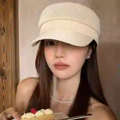 优幽兰 复古时尚老钱风编织八角帽女薄款百搭英伦风画家帽千金网感法式高级平顶纯色显脸小气质报童帽简约 聚酯纤维  贝雷帽 女款