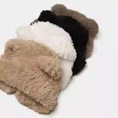 优幽兰 韩版显脸小毛线帽时尚百搭包头帽纯色防风防寒针织帽加厚保暖护耳冷帽高级感小众 聚酯纤维 绒线帽 女款