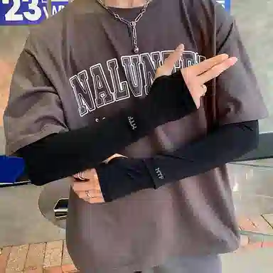 优幽兰 简约百搭时尚夏季零触感冰袖休闲便携手套小众设计渐变防紫外线护臂户外开车骑行 锦纶 氨纶 防晒袖 男女同款情侣款